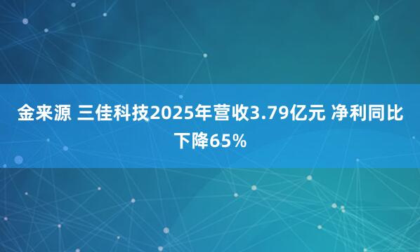 金来源 三佳科技2025年营收3.79亿元 净利同比下降65%